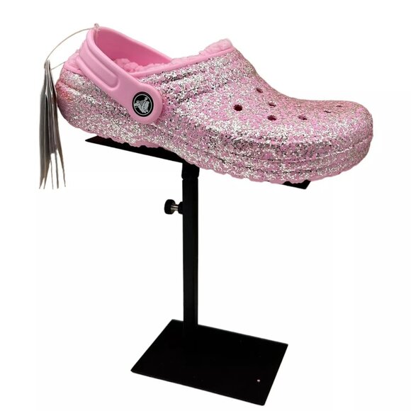 Crocs Youth Girls Slip-on Lined Clogs Sz 3 (J3) Pink Glitter Faux Fur Fuzzy Warm - Picture 14 of 14